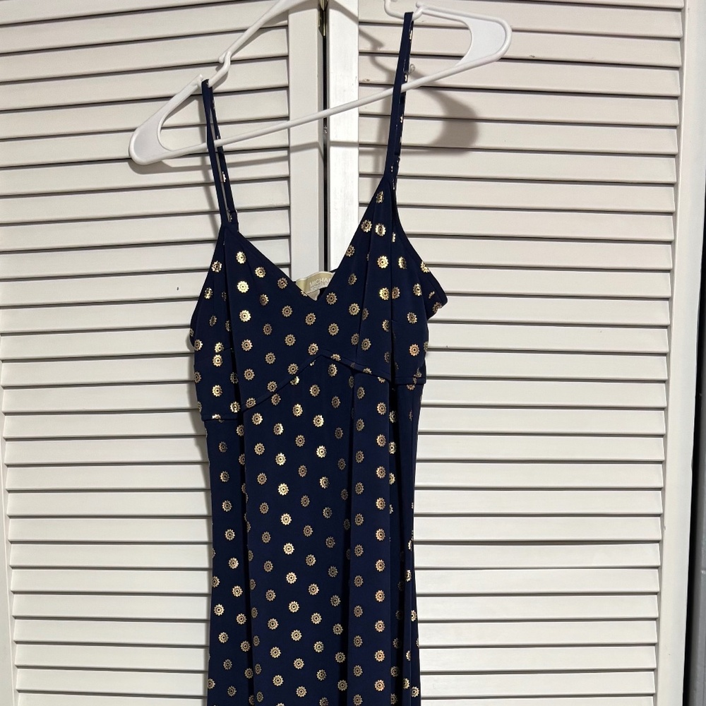 Micheal Kors Navy/Gold Maxi Dress